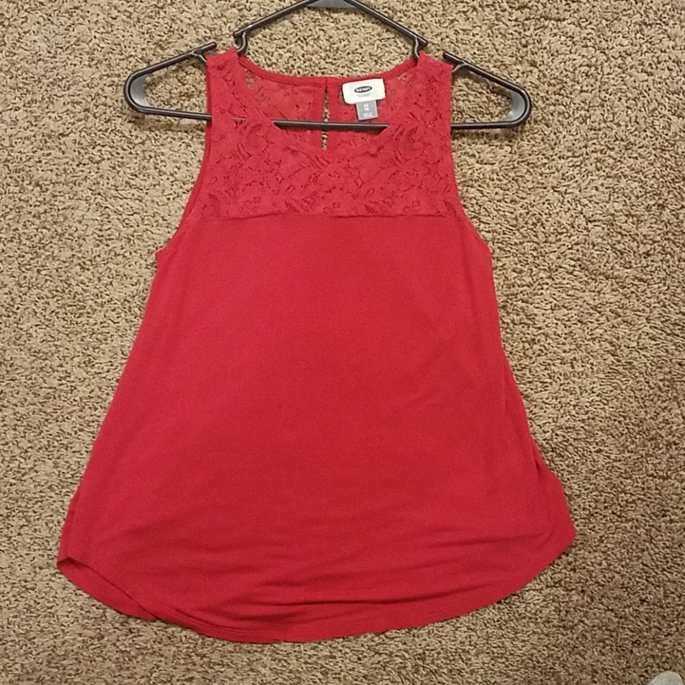 Red lace top shirt